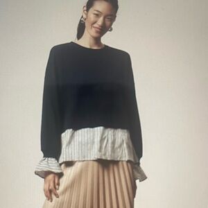 Anthropologie navy and White Women's sweatshirt